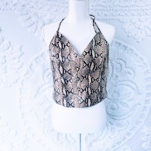 RARE VINTAGE SNAKESKIN HALTER TOP